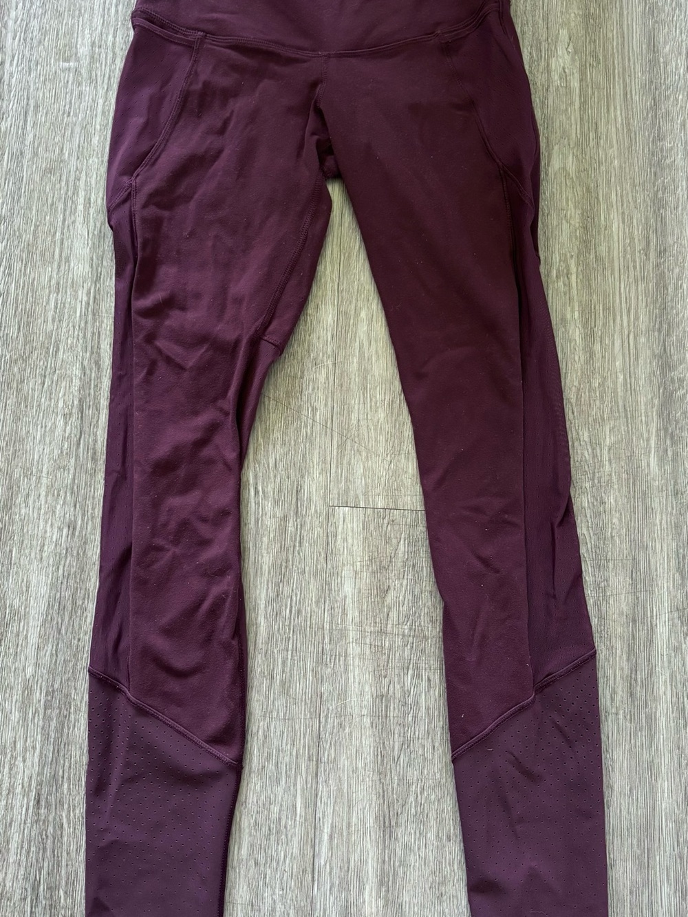 lululemon athletica Deep Plum Leggings with Perforated Lower Panels